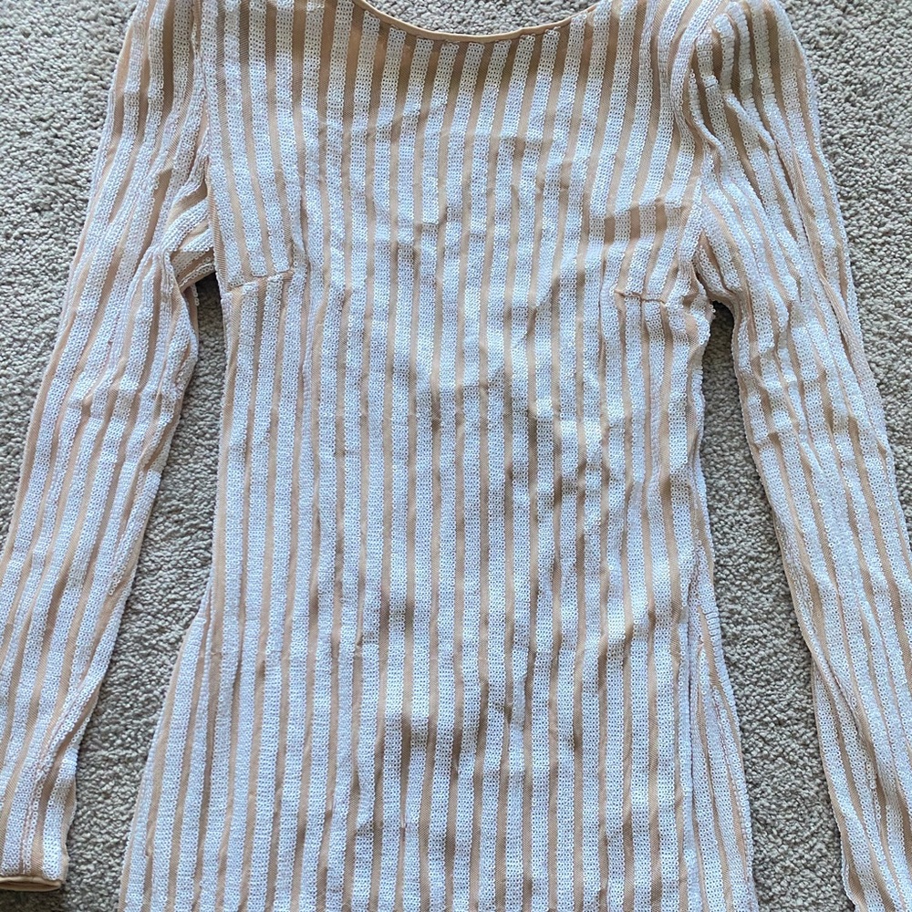Nude and white sequence dress